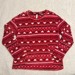 NWT Women's Plush Pajama Top Cozy Soft Pajama Shirt Hearts Womens Small 4-6 PJs